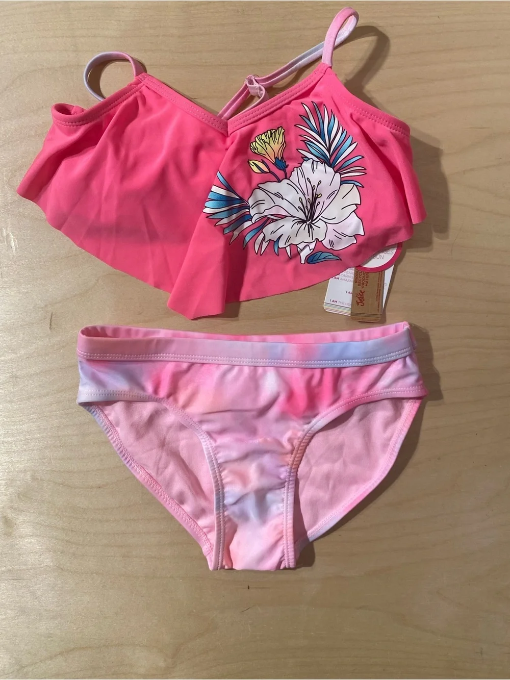 Justice Pink Girls Swim Set Top and Bottom 10 (RG)